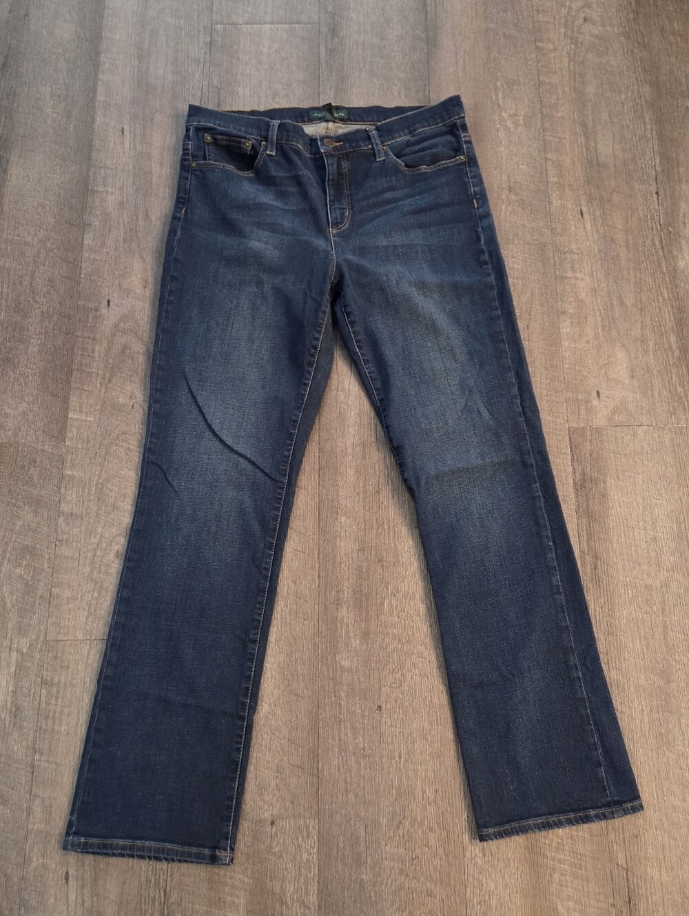 Lauren Jeans Co. Ralph Lauren Women's Straight Leg Jeans Blue Denim Size 14